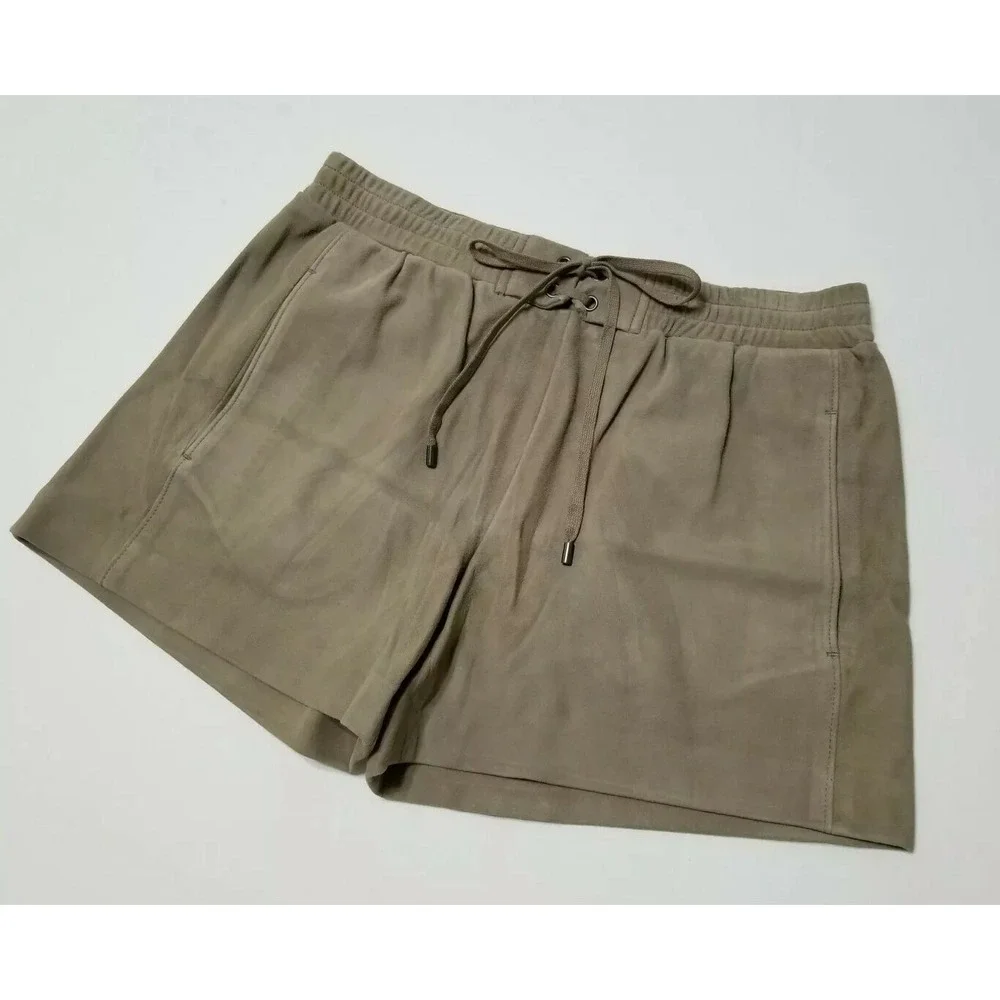 Vince Suede Leather Drawstring Boxer Shorts Concrete Beige NWT Size S $425 - Picture 4 of 11